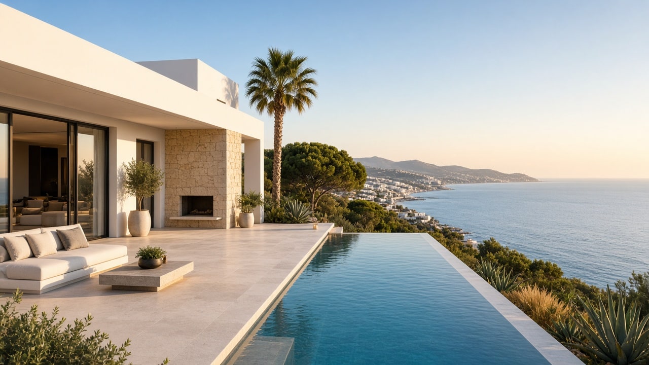 Villa mediterránea con piscina y vistas al mar en la costa de Alicante